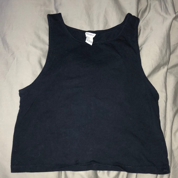 Navy Crop Top - Picture 1 of 3
